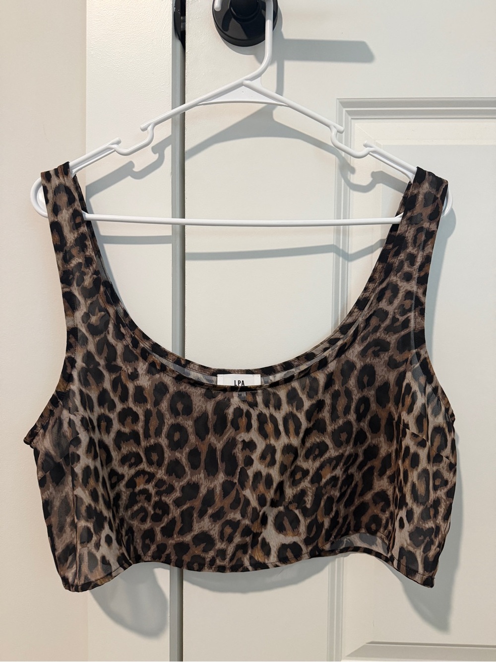 LPA Leopard-Print Crop Tank Top in Brown and Black